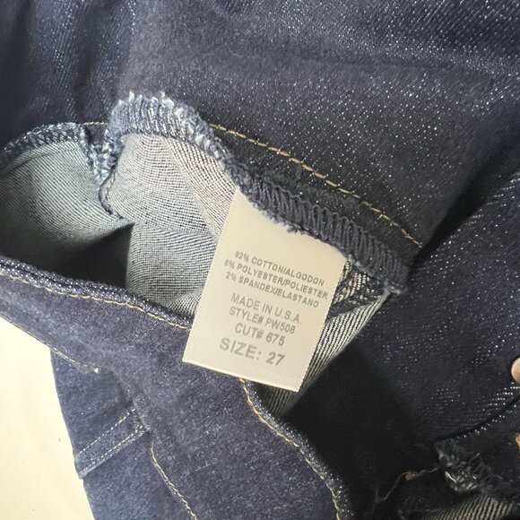 O2 Denim Front Seam Wide Leg Jeans Size 27 Trouser High Rise Dark Wash PW508 - Picture 8 of 12